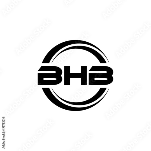 BHB letter logo design with white background in illustrator, vector logo modern alphabet font overlap style. calligraphy designs for logo, Poster, Invitation, etc. photo