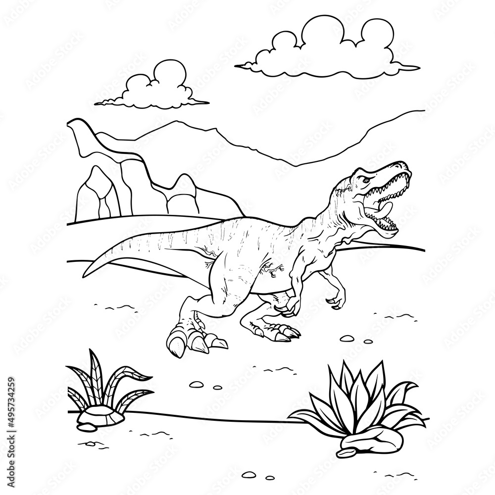 Fototapeta premium Dinosaur coloring pages for kids
