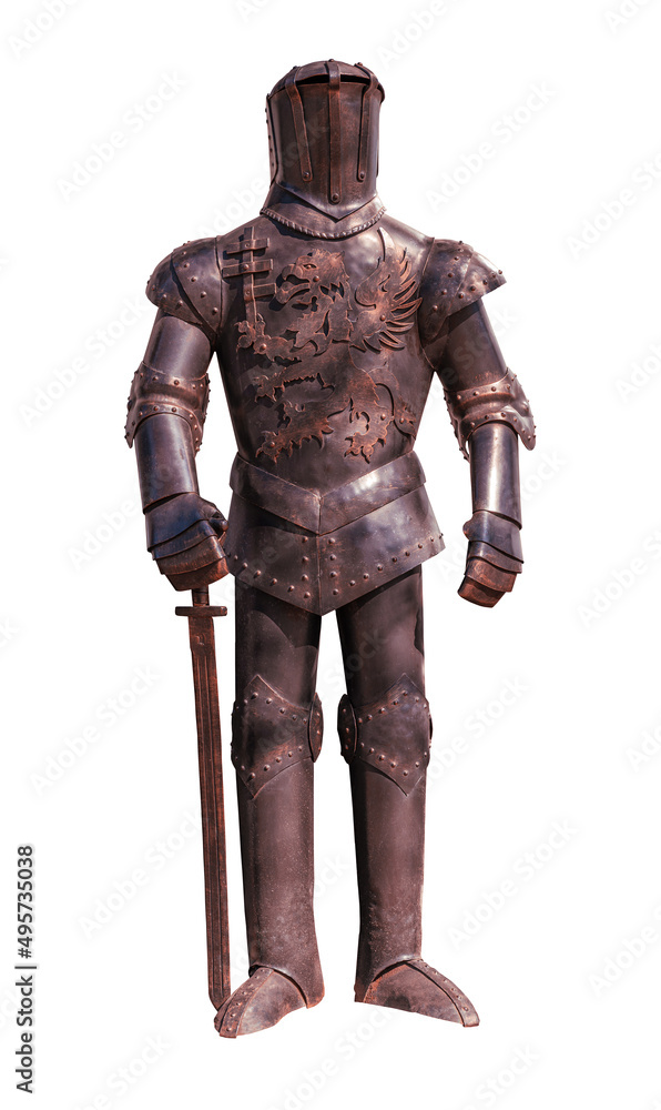 Medieval knight armor, on a white background