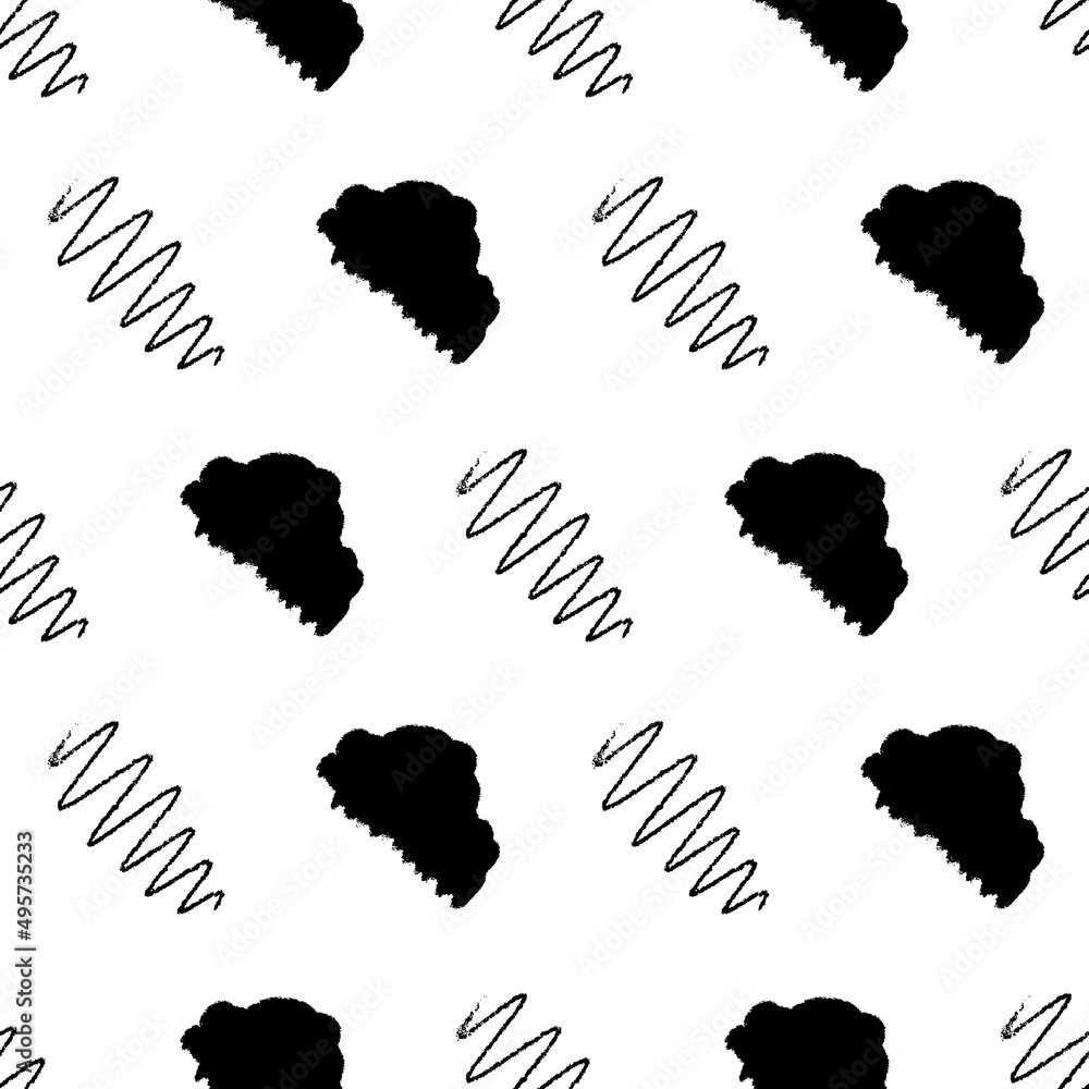 Black and white abstract textured pattern vector seamless repeat pattern print background