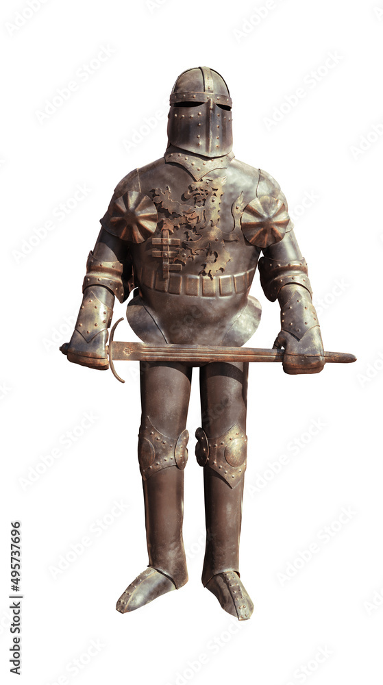 Medieval knight armor, on a white background Medieval knight armor, on a white background