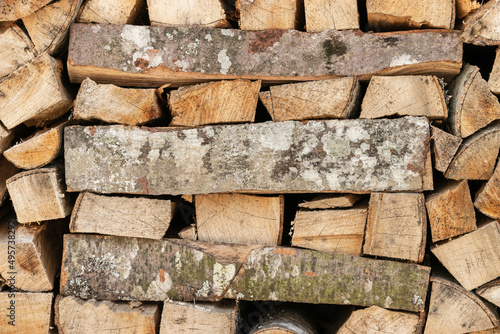 Stacked firewood. Lot