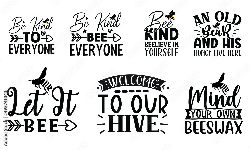 Fototapeta premium Bee SVG T shirt Design Bundle