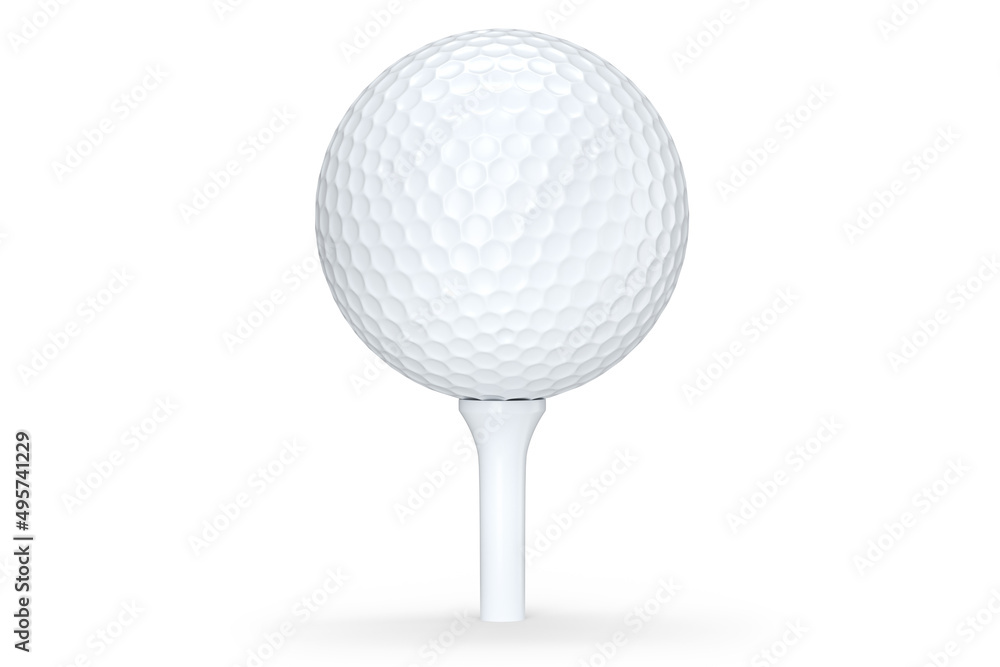 Golf ball on tee isolated on white background Golf ball on tee isolated on white background