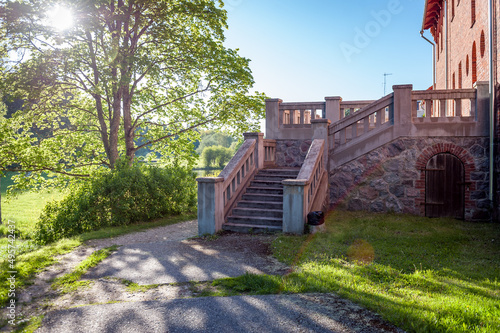 Stairs in old brick manor house in Janeda. Estonia, Baltic states, Europe.