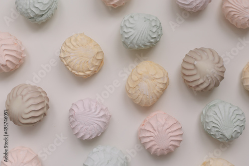 candy pastel coloured marshmallow sweets pattern texture background.