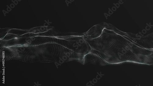 Digital Plexus background.Data technology and scientific illustration. Moving dots and lines network connection structures. 3d rendering. 4K