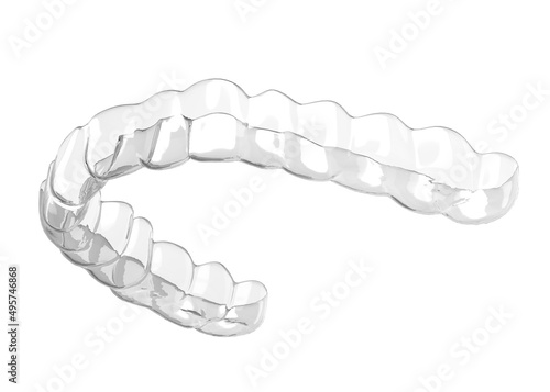invisible orthodontics, invisalign, white background, 3d rendering