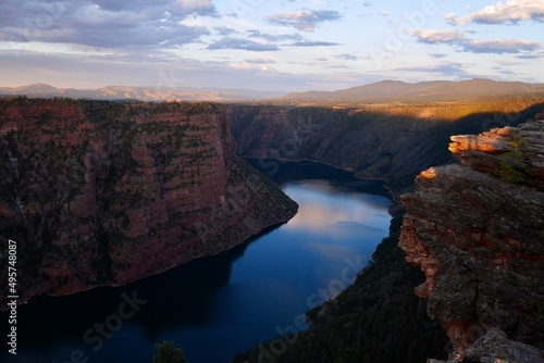 Canyon Rim Overlook in Flaming Gorge National Recreation Area at sunset. Utah, USA.
