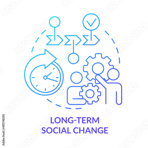 Long term social change blue gradient concept icon. Institutionalization. Reason for participation abstract idea thin line illustration. Isolated outline drawing. Myriad Pro-Bold fonts used