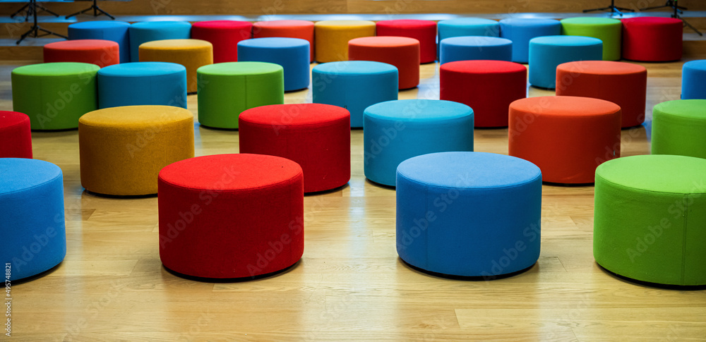 Fototapeta premium colorful Tufted Round Ottoman background