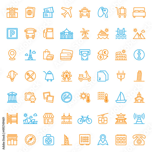 Set of travel icons. Vector illustration