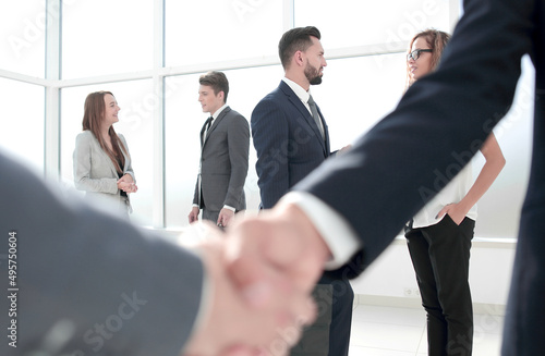 Картината върху платно close up. handshake business people