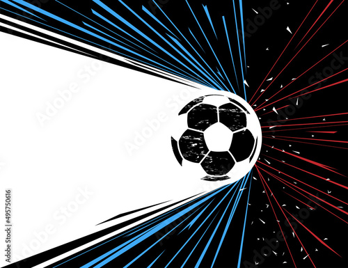 Football banner for competition or Football event. Banner for your design. flying Football ball.