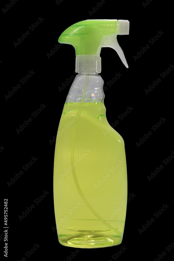 container with green detergent. on a black background container with green detergent. on a black background