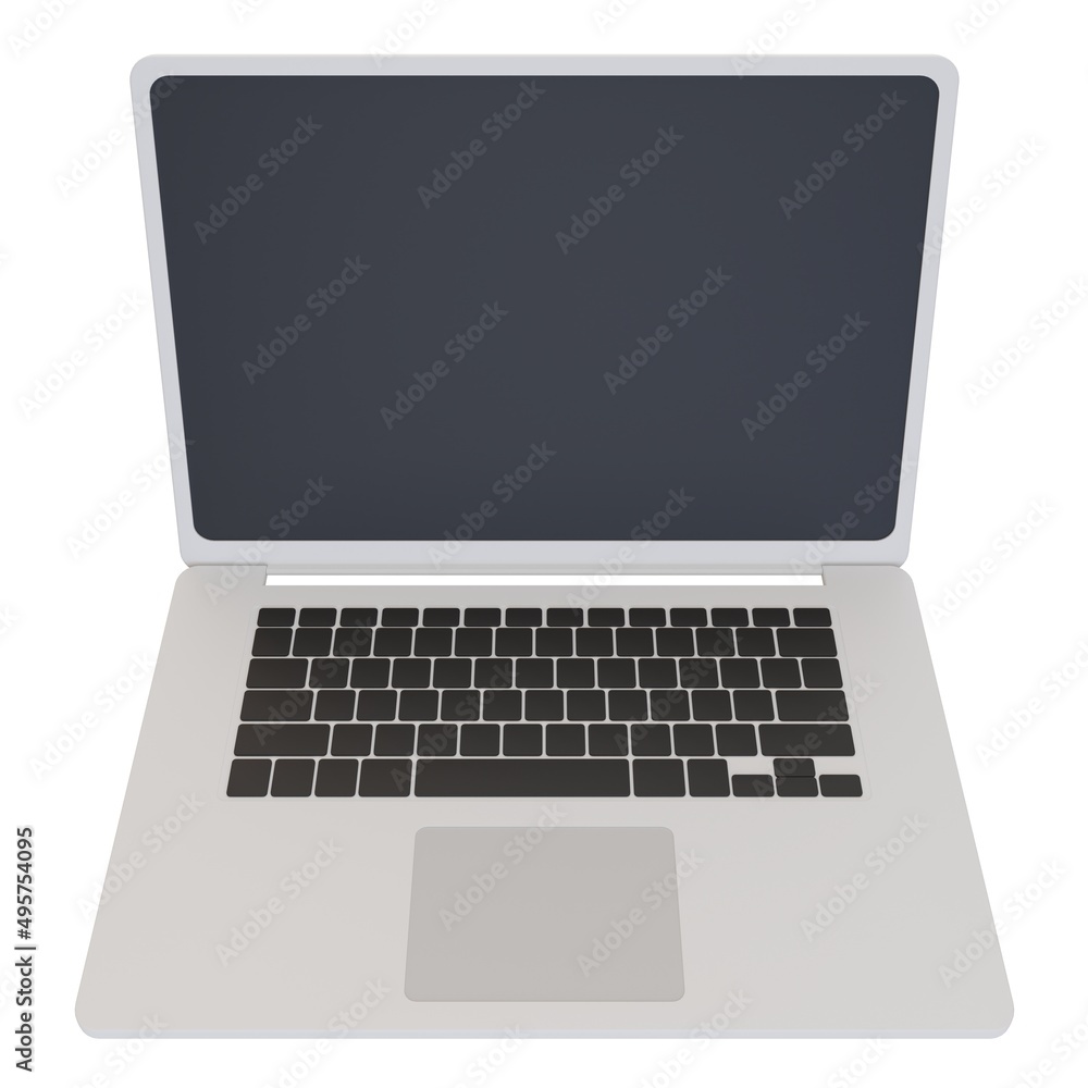 Laptop on the white background. 3d rendering. Laptop on the white background. 3d rendering.