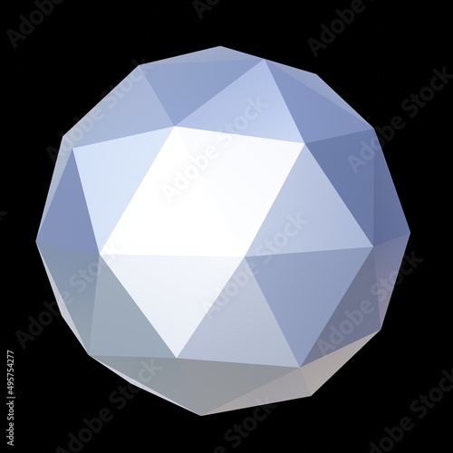 Blue geometric ore, low poly. 3d rendering. Decorative ball.