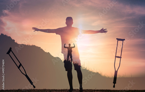 Rehabilitation, recovery healing from injury support concept 