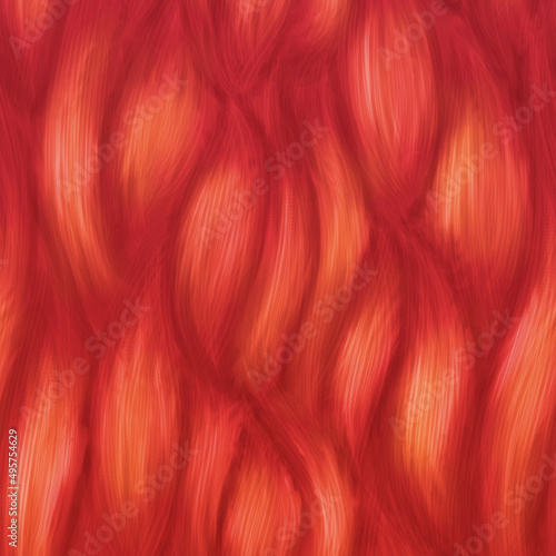 Abstract red and orange curly hair texture pattern background.