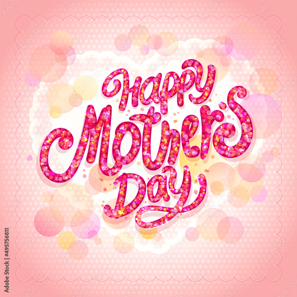 Happy Mother's day vector card template with bubble lettering Happy Mother's day vector card template with bubble lettering