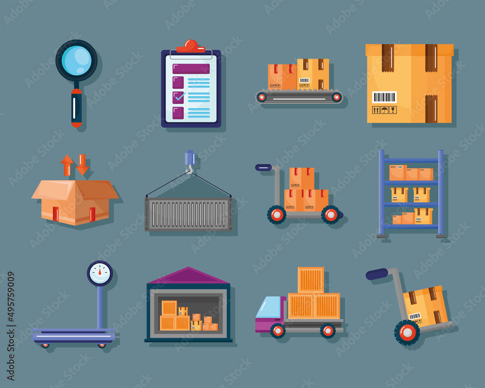 sixteen warehouse service icons sixteen warehouse service icons