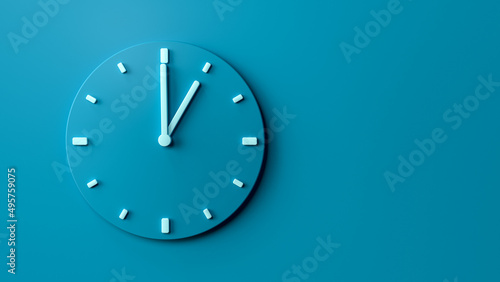 3D render of a a blue clock on a blue wall