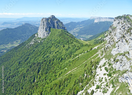 Paragliding above Lake Annecy in the French Alps 