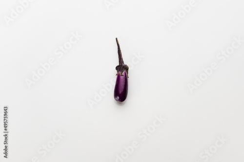 tiny eggplant isolated on white background. tiny size. heathy and nutrition concepts. vitamin. top view