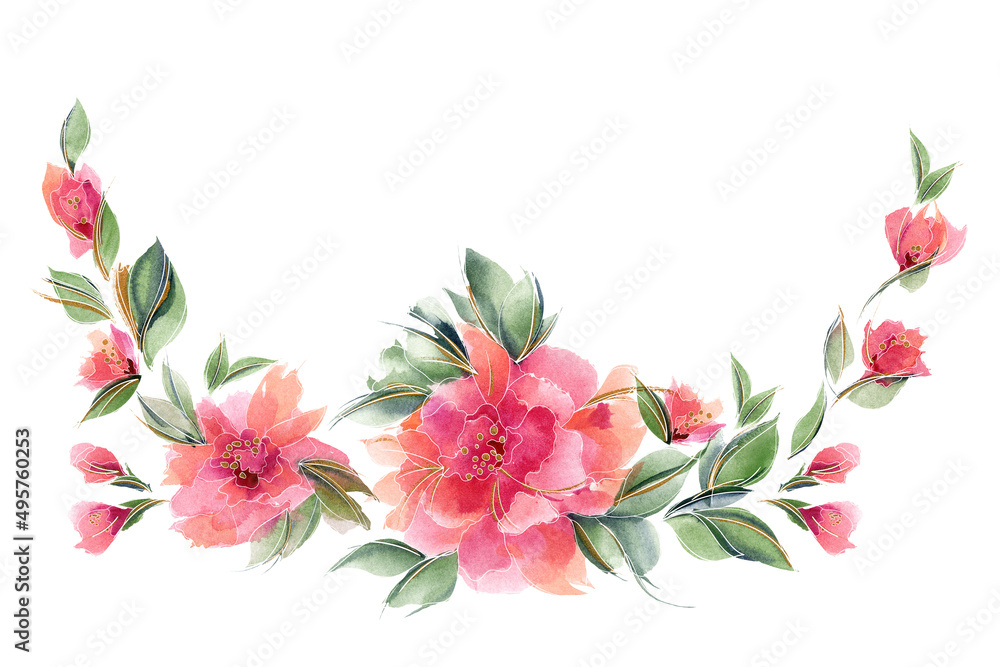 Pink floral ditsy rose garland