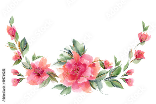 Fényképezés Pink floral ditsy rose garland