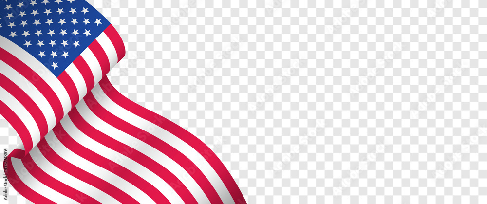 American flag on a transparent background. Template with free space for design or text. American flag on a transparent background. Template with free space for design or text.