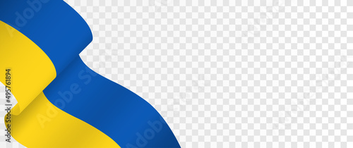 Ukrainian flag on a transparent background. Template with free space for design or text.