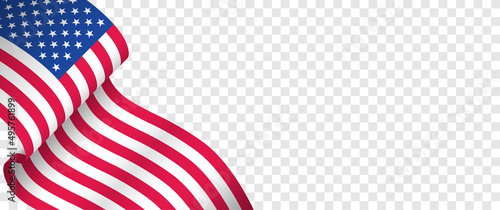 American flag on a transparent background. Template with free space for design or text.