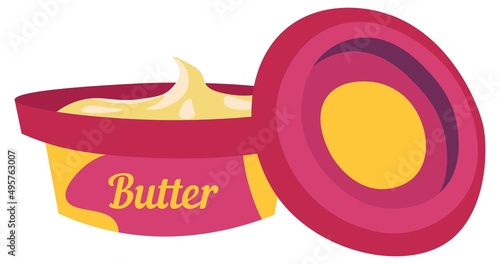 Butter cream package, dairy product food vector