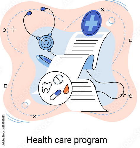 Medical insurance, health care program, patient chart, hospital services, preventive check up, sick leave certificate, volunteer enrollment project. Online medical services, protection medicine