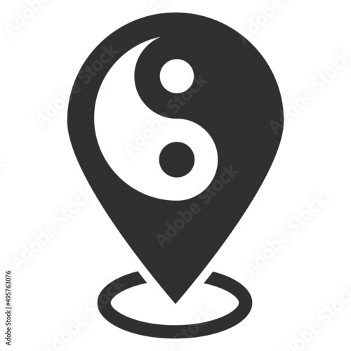 Isolated map marker with a ying yang. Map pin pointer Route Gps location icon Yin-yang