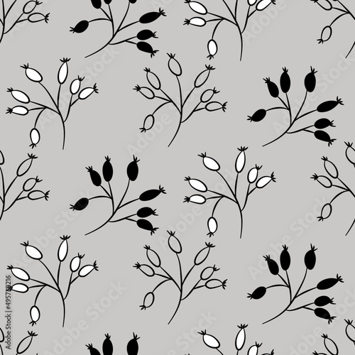 Vector seamless half-drop pattern, with bud