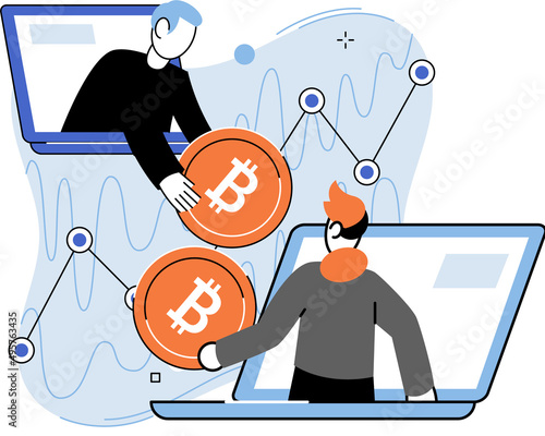Cryptocurrency bitcoin mining metaphor Blockchain exchange platform. Cyber banking procedures, bitcoin trading, wallet. Ecurrency transactions. Digital currency, cryptocurrency market, hidden mining