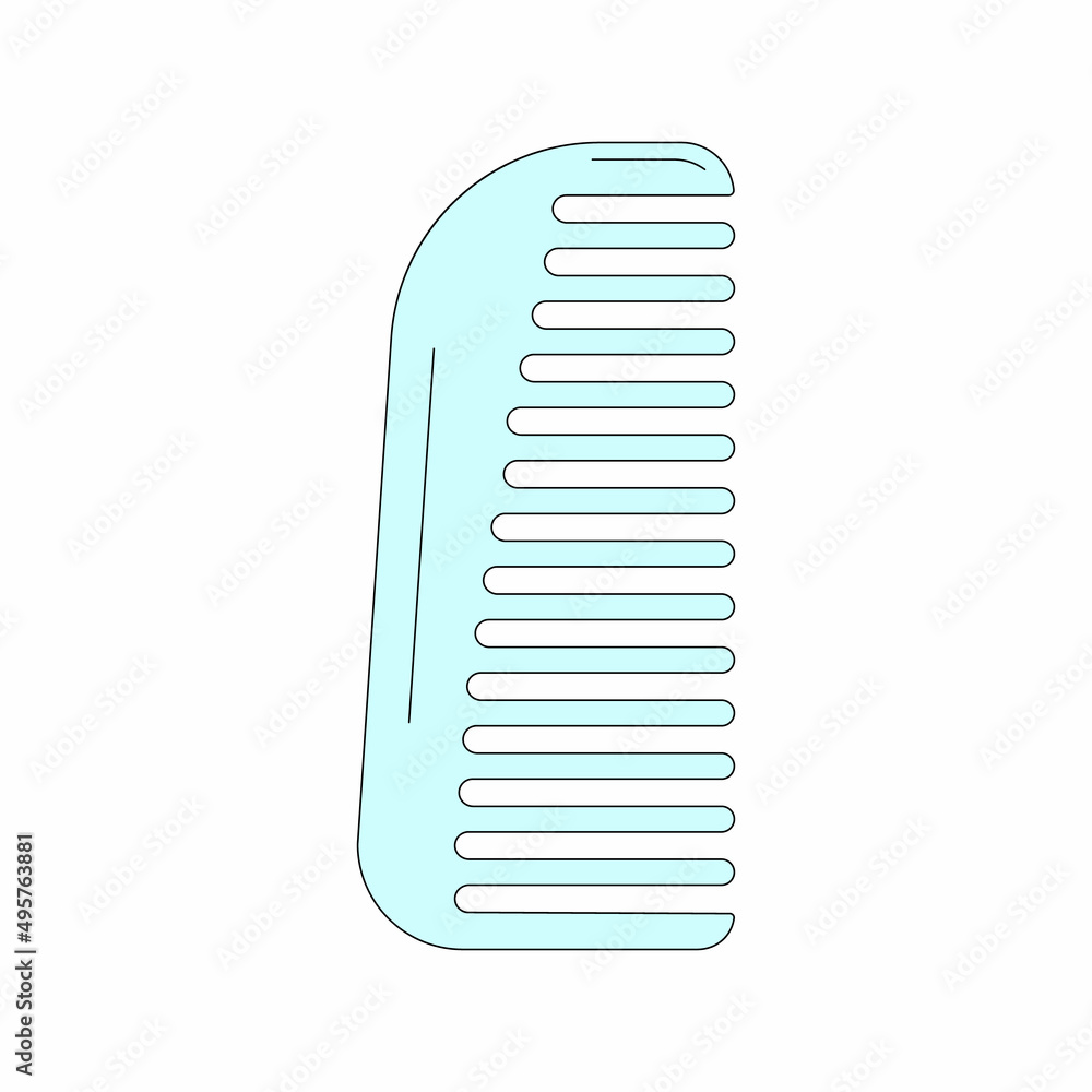 Plastic comb in cartoon style. Vector illustration isolated on white. Hairbrush for barbershop website Plastic comb in cartoon style. Vector illustration isolated on white. Hairbrush for barbershop website