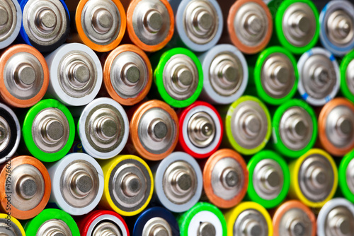 Foto Closeup of pile of used alkaline batteries