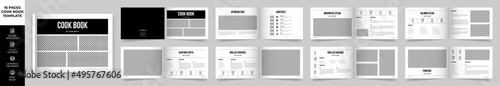 Landscape Cookbook Layout Template with Black Accents, Simple style and modern design, Recipe Book Layout