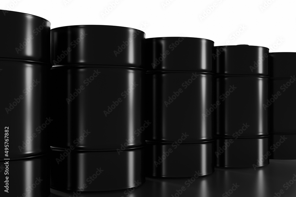 Black glossy oil barrel, 3D rendering Black glossy oil barrel, 3D rendering