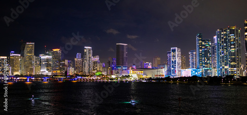Skyline of Miami Downtown by night - travel photography © 4kclips