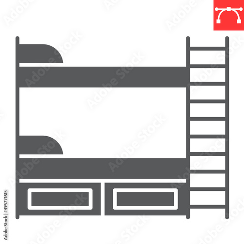 Bunk bed glyph icon, furniture and interior, bunk bed vector icon, vector graphics, editable stroke solid sign, eps 10. photo