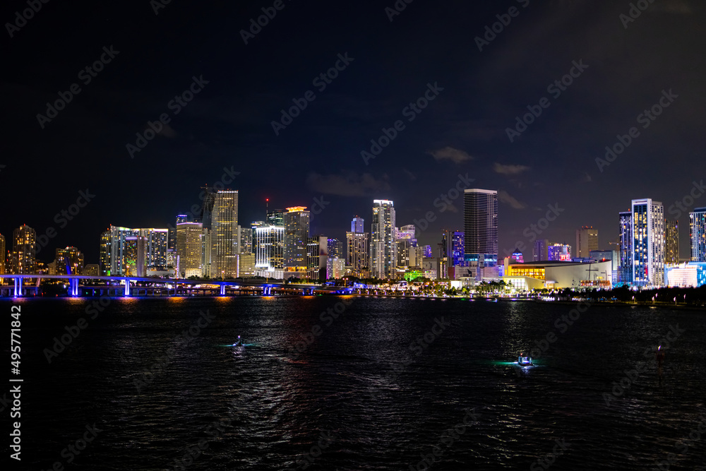 Skyline of Miami Downtown by night - travel photography Skyline of Miami Downtown by night - travel photography