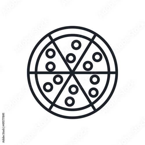 Pizza icon. Fast food and bakery isolated line icons
