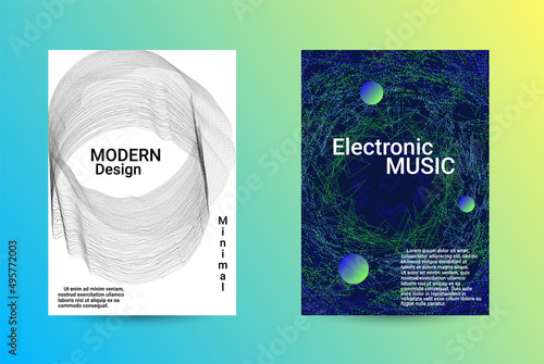 Set of modern abstract musical backgrounds. Sound flyer for creating a fashionable cover, banner, poster, booklet.