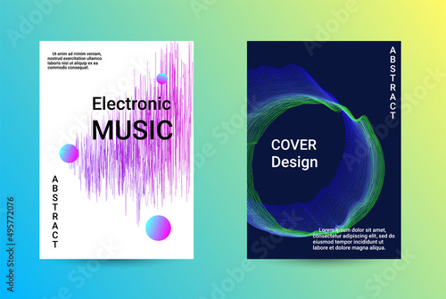 Set of modern abstract musical backgrounds. Sound flyer for creating a fashionable cover, banner, poster, booklet.