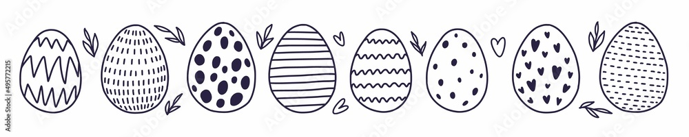 Easter eggs, hand-drawn with patterns Easter eggs, hand-drawn with patterns
