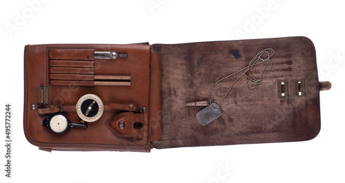 leather military tablet isolated on white background